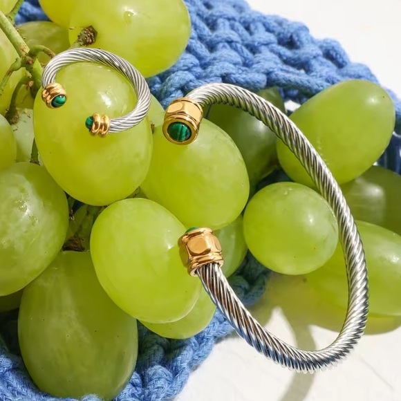 Anthropologie Malachite Stainless Steel Bracelet&Ring Set - Picture 14 of 15